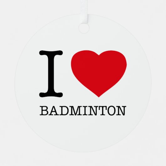 ORNEMENT EN MÉTAL J'AIME BADMINTON (Recto)