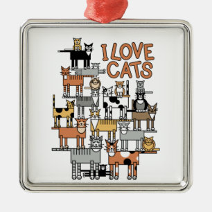 ORNEMENT EN MÉTAL J'AIME DES CHATS
