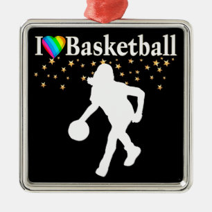 ORNEMENT EN MÉTAL J'AIME LA CONCEPTION DE BASKETBALL