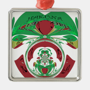 Ornement En Métal J'aime le drapeau - Amour Éthiopie Rouge Or Vert
