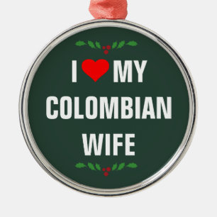Ornement En Métal J'aime ma femme colombienne, Noël