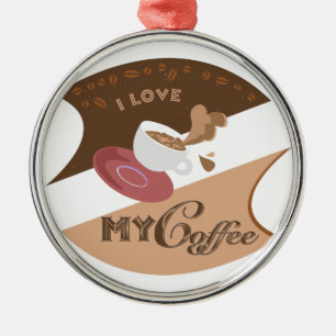 Ornement En Métal J'aime mon café Retro Java