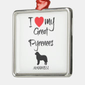 Ornement En Métal J'Aime Mon Chien Des Pyrénées (Gauche)