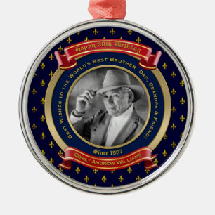 Ornement En Métal Jalon Anniversaire Gold Photo 80e 80e Blue Red