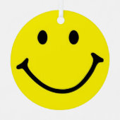 Ornement En Métal Jaune brillant et joyeux visage souriant (Recto)