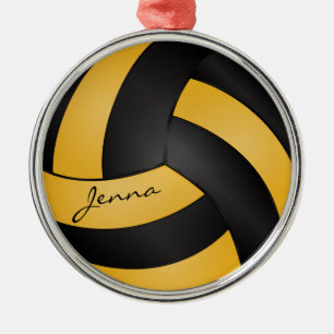 Ornement En Métal Jaunes et noirs d'or personnalisent le volleyball