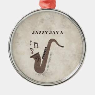 Ornement En Métal Jazzy Java-Grains de Café-Saxophone-