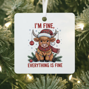 Ornement En Métal Je vais bien Tout va bien Noël Vache des Highlands