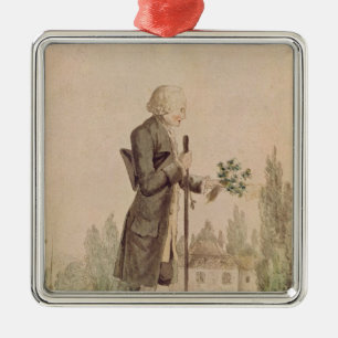 Ornement En Métal Jean-Jacques Rousseau recueillant des herbes