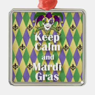 Ornement En Métal Jester Mask Keep Calm and Mardi Gras