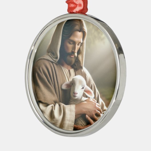ORNEMENT EN MÉTAL JESUS WITH LAMB CHRISTMAS ORNAMENT (Gauche)