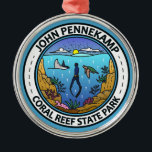 Ornement En Métal John Pennekamp Coral Reef State Park Art de voyage<br><div class="desc">John Pennekamp Design vectoriel de Coral Reef State Park. C'est un parc d'état de Floride sur Key Largo qui est connu comme le premier parc sous-marin du pays.</div>