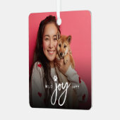 Ornement En Métal Joie Empreinte de patte Brush Script Photo Chien A (Avant gauche)