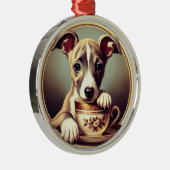 Ornement En Métal Joli chiot Whippet (Droite)