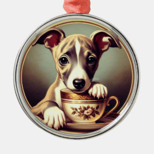 Ornement En Métal Joli chiot Whippet