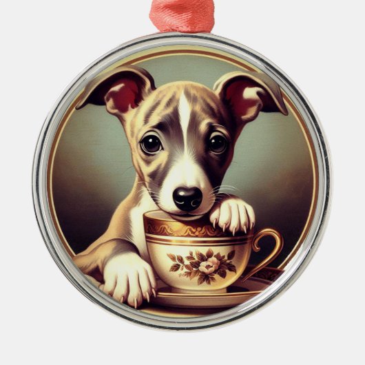 Ornement En Métal Joli chiot Whippet (Devant)