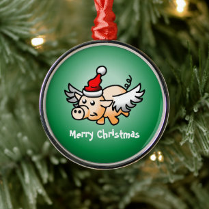 Ornement En Métal Joli cochon de Noël