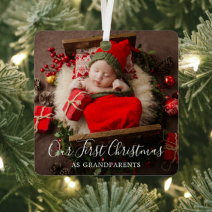 Ornement En Métal Joli Élégant Photo Grand-parents Noël