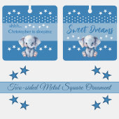 Ornement En Métal Joli éléphant shhh ajouter nom dormir bleu