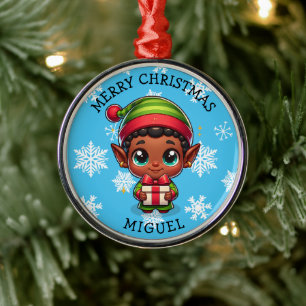 Ornement En Métal Joli Elfe Anime de Couleur Noël Personnalisé