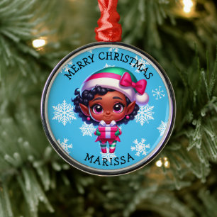 Ornement En Métal Joli Elfe d'Anime de Couleur Noël Personnalisé