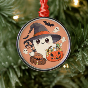 Ornement En Métal Joli fantôme de Halloween de style Kawaii