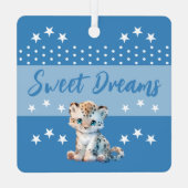 Ornement En Métal Joli léopard shhh ajouter nom dormir bleu (Verso)