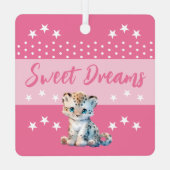 Ornement En Métal Joli léopard shhh ajouter nom dormir rose (Verso)