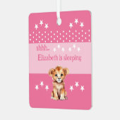 Ornement En Métal Joli lion shhh ajouter nom dormir rose (Avant gauche)