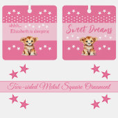 Ornement En Métal Joli lion shhh ajouter nom dormir rose