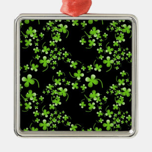 Ornement En Métal Joli motif Shamrock, vert sur accessoire noir