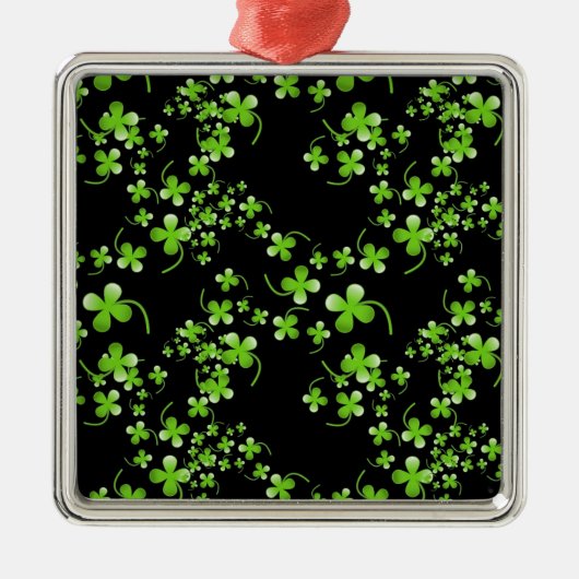 Ornement En Métal Joli motif Shamrock, vert sur accessoire noir (Devant)