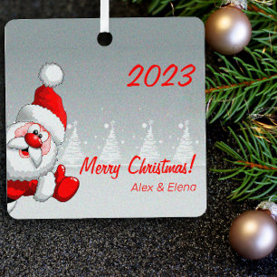 Ornement En Métal Joli Noël Père Noël neige métal Carré ornement