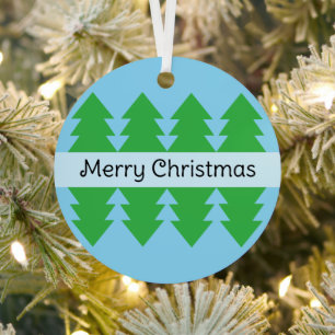 Ornement En Métal Joli Noël Simple Arbre Design Bleu