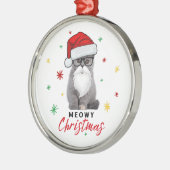 Ornement En Métal Joli Père Noël Kitten Meowy Noël (Gauche)