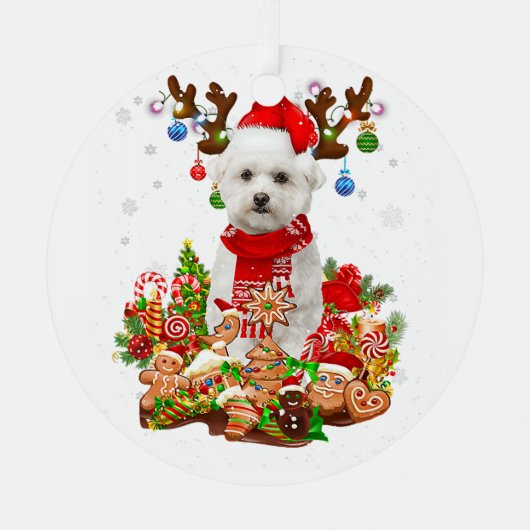 Ornement En Métal Joli renne maltais Éclairage de Noël Père Noël Xma (Recto)