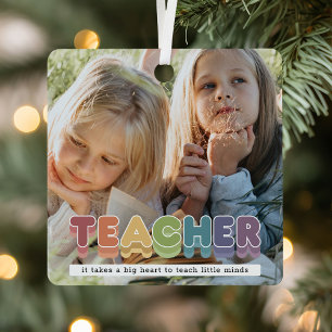 Ornement En Métal Jolie photo de professeur colorée Noël