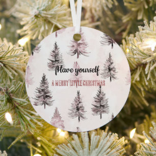Ornement En Métal Jolis arbres de Noël floraux couleur pêche crème