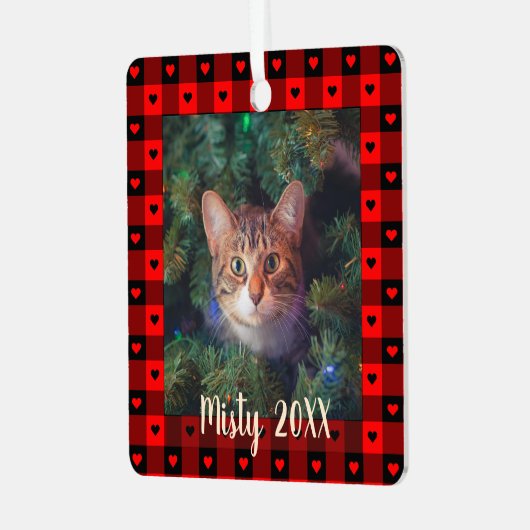 Ornement En Métal Jolis cœurs à carreaux buffle personnalisés pour c (Avant gauche)