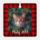 Ornement En Métal Jolis cœurs à carreaux buffle personnalisés pour c (Recto)