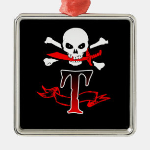 Ornement En Métal Jolly roger T Monogramme initial
