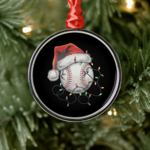 Ornement En Métal Joueur de baseball de Noël de père Noël Sports
