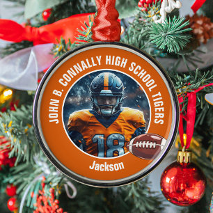Ornement En Métal Joueur de football du lycée d'Orange Photo Noël