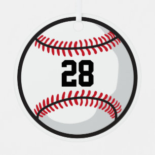 Ornement En Métal Joueur d'équipe de baseball blanc rouge noir perso