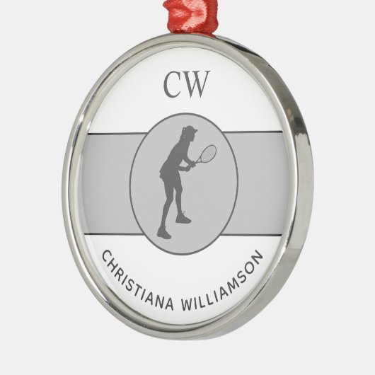Ornement En Métal Joueuse de tennis personnalisée Tennis Girl Cadeau (Gauche)