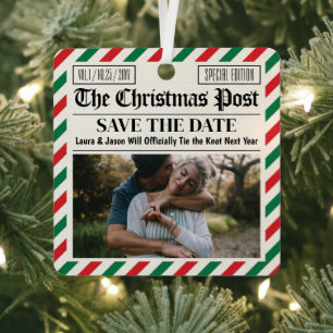 Ornement En Métal Journal de mariage personnalisé pour Noël