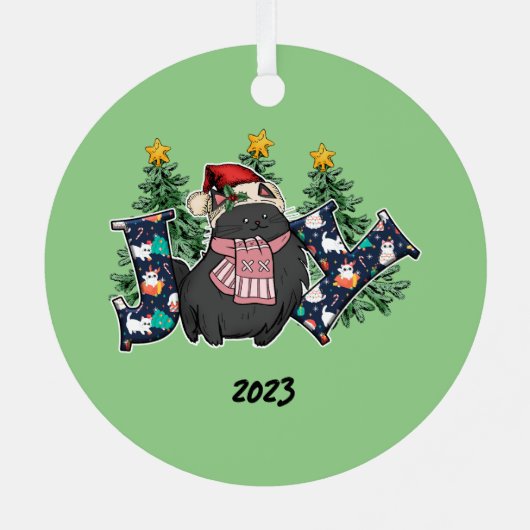 Ornement En Métal Joy Black Cat Noël (Verso)