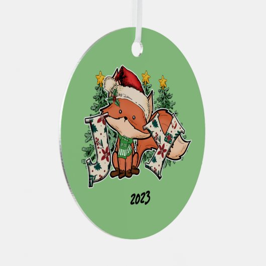 Ornement En Métal Joy Christmas Fox (Avant droite)