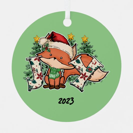 Ornement En Métal Joy Christmas Fox (Recto)