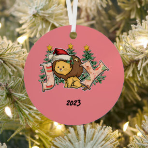 Ornement En Métal Joy Lion Christmas